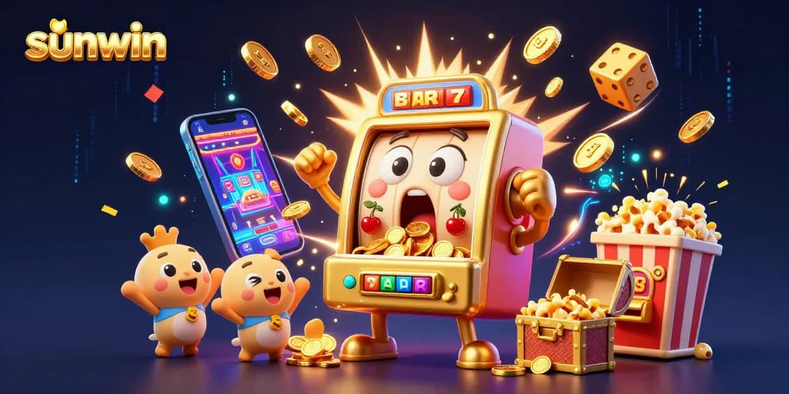 Engage with sunwin as golden slot machines celebrate a massive jackpot explosion amidst dynamic casino elements.