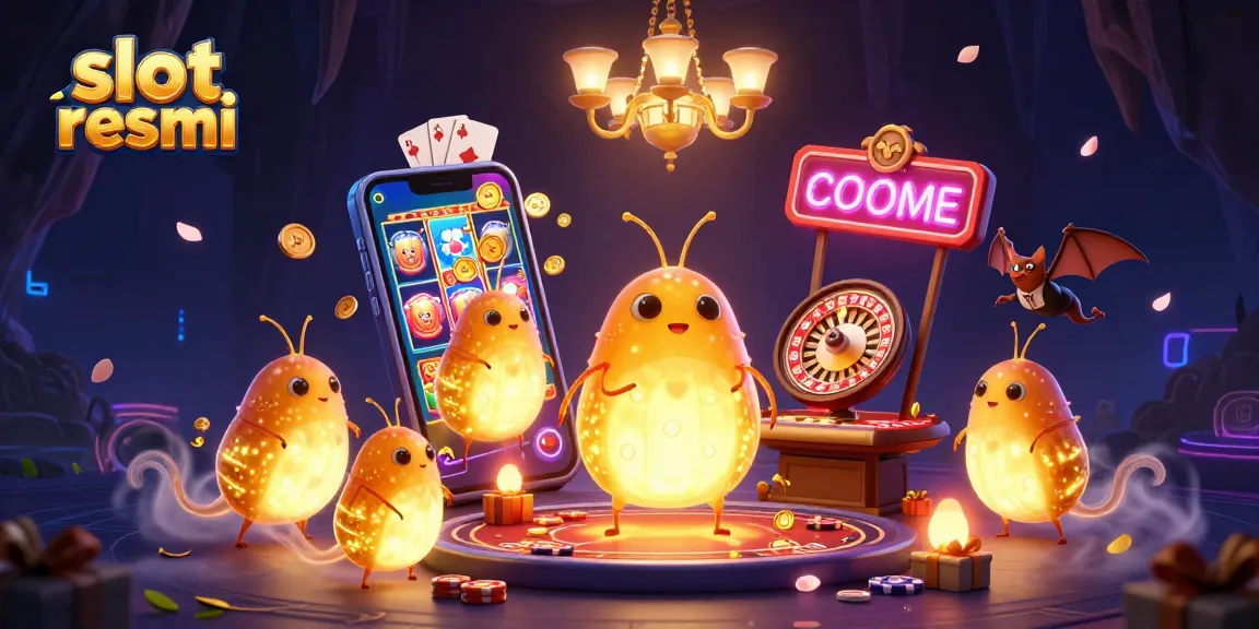 Experience thrilling plays at slot resmi with glowing glowworms in a vibrant casino scene.
