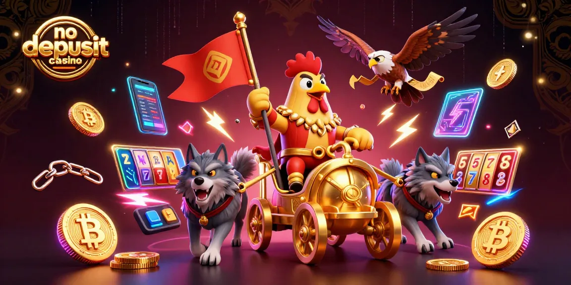 Spin the reels with thrilling action at a no deposit bonus casino, featuring vibrant characters and dynamic elements.
