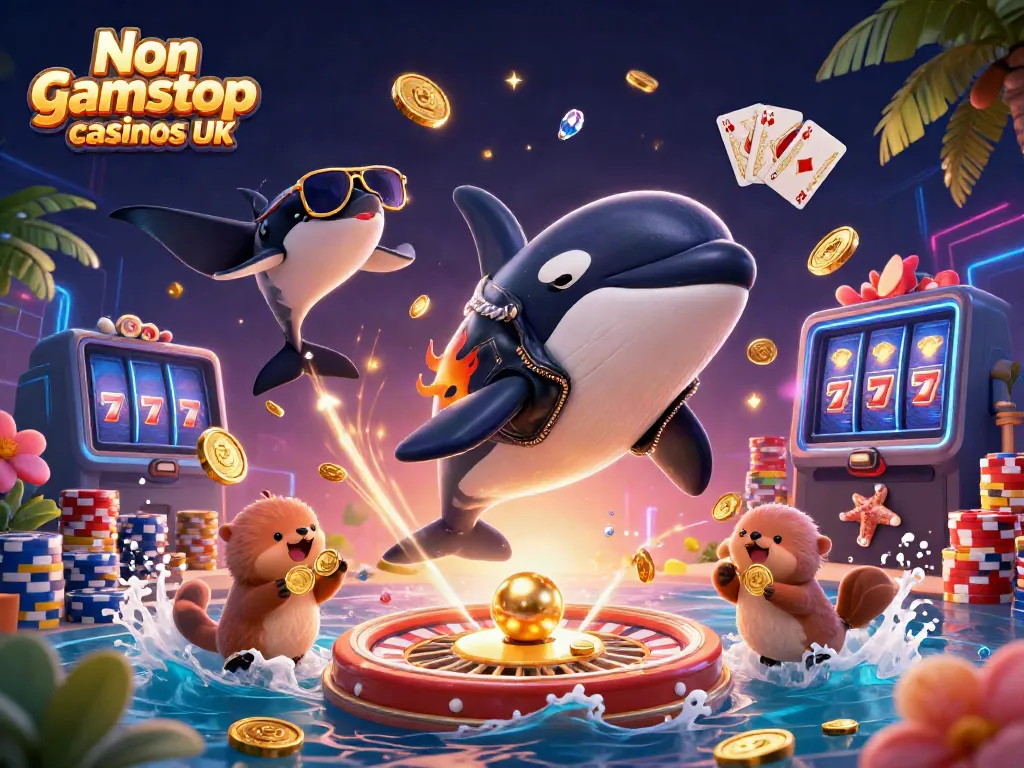 Engage in exhilarating gameplay at Non gamstop casinos UK with vibrant characters and casino elements.