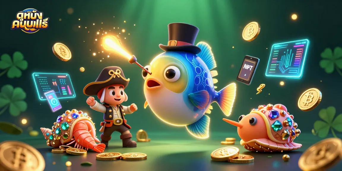 Immerse yourself inดูหนังออนไลน์ with a whimsical underwater gambling scene featuring a top-hat anglerfish and treasure.