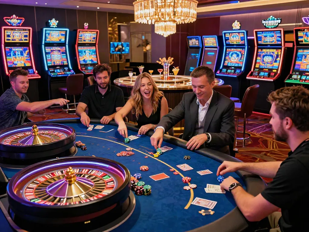 Nbet online casino gaming scene with vibrant tables and engaged players.