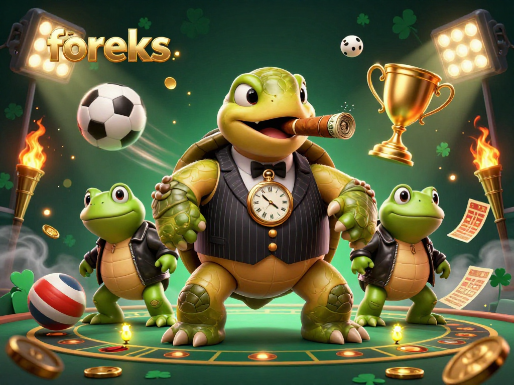 Engage with foreks gaming strategies in this vibrant casino scene featuring a snapping turtle and bullfrog enforcers.
