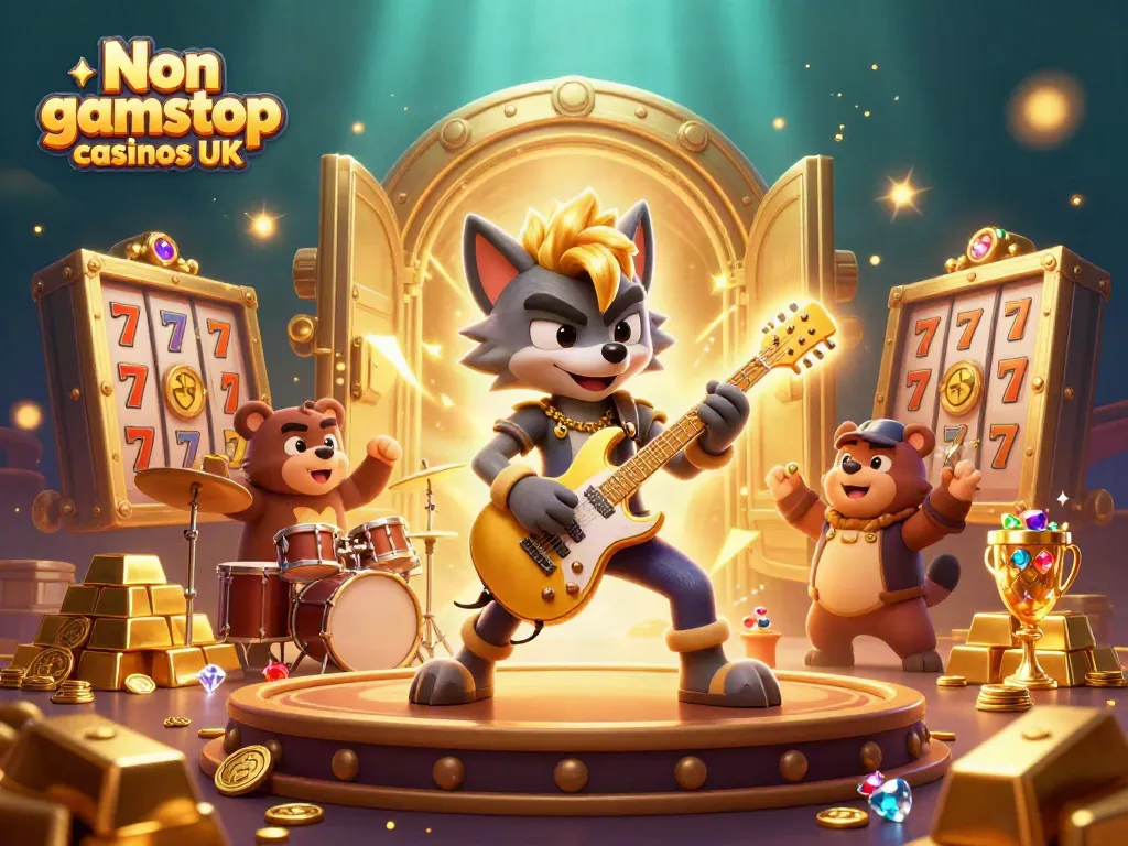 Experience the thrill of Non gamstop casinos UK with a vibrant 3D illustration featuring exciting casino elements.