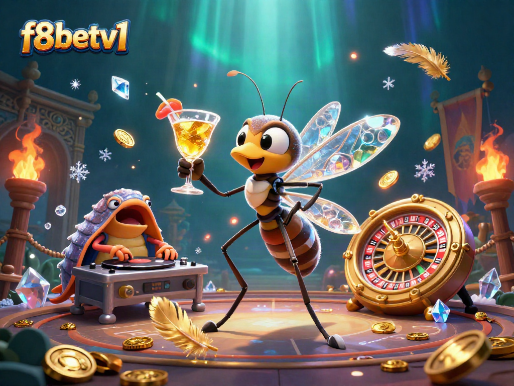 Experience the vibrant f8betv1 casino world with an animated mascot and dynamic gaming scene.
