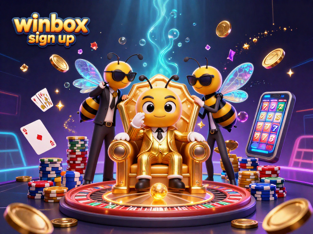 Experience the thrill of the winbox sign up with a vibrant casino-themed digital illustration.