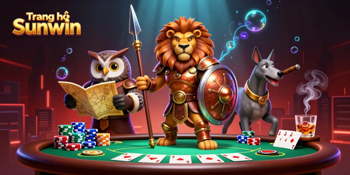 Engage in action-packed gaming at Trang chủ Sunwin with vibrant poker elements and dynamic characters.
