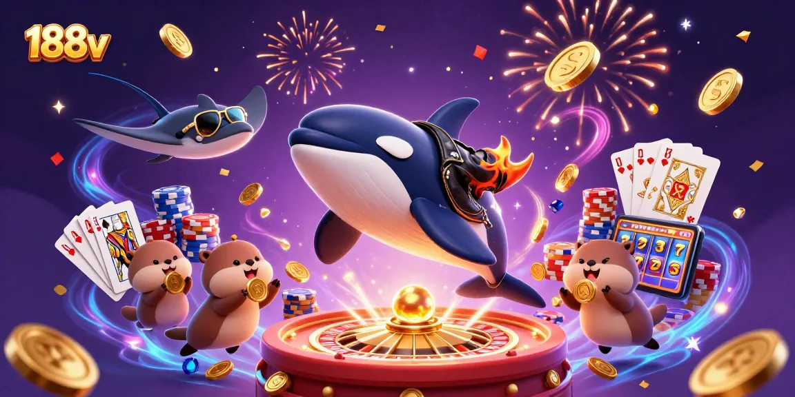 Experience the excitement of 188v with vibrant casino characters and thrilling gaming elements.